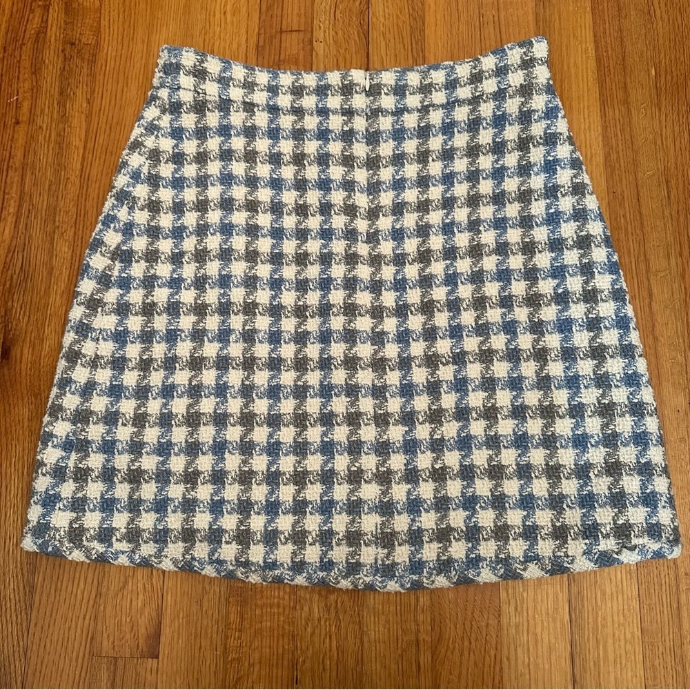 Sandro Womens Blue Calia Tweed Houndstooth Button Check Mini Skirt Size FR 4. @ - Picture 15 of 16